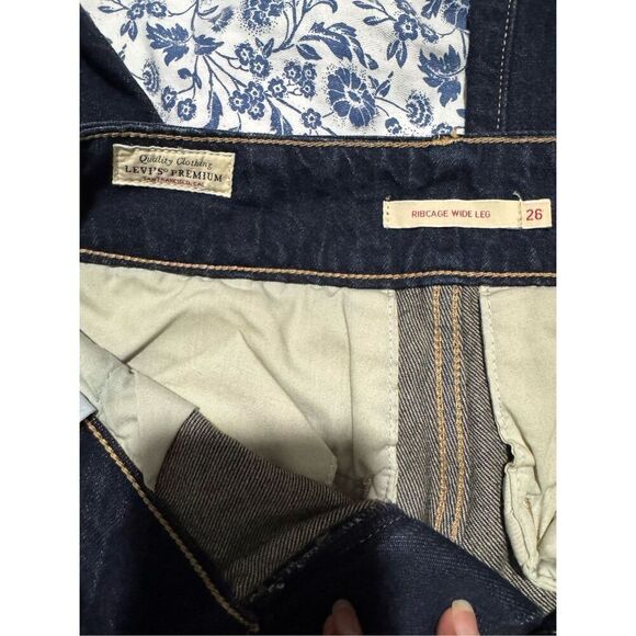 Levi’s Ribcage Highrise wide leg tailored jean in blue premium 26 - Picture 7 of 12